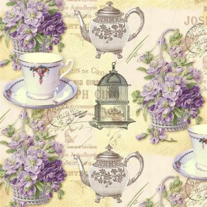 Flowers With Tea Pot  Decoupage Napkin