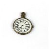 Antique Bronze White Clock Charm