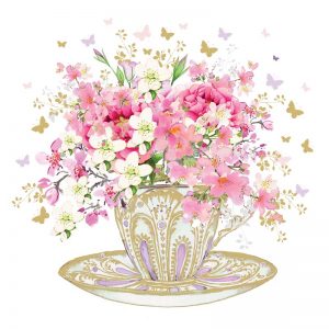 Blossoms Of Tea Cup  Decoupage Napkin