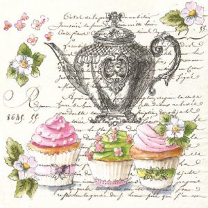 Cup Cakes And Tea Pot Decoupage Napkin