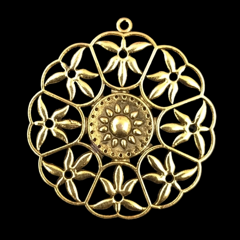 Gold Round Flower Pendant