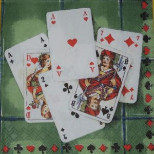 Green Playing Cards Decoupage Napkin