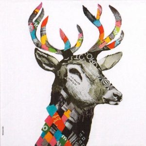 Painted Deer Decoupage Napkin