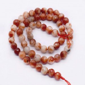 Double Shade Red with White  Agate Beads