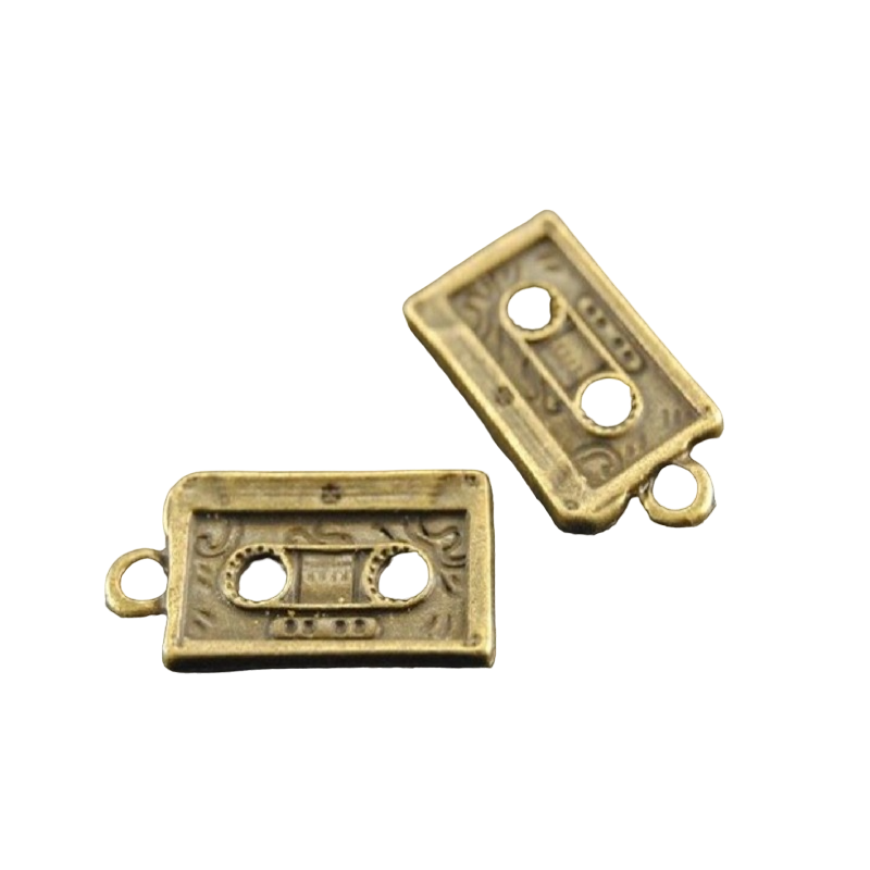 Antique Bronze Cassette Tape Charm