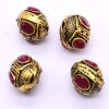 Victorian Beads - Oval With Pink Stone