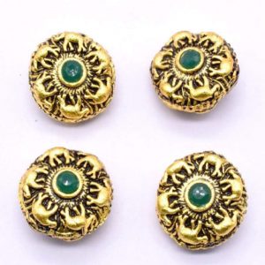 Victorian Beads - Round With Green Stone
