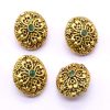 Victorian Beads - Round With Green Stone