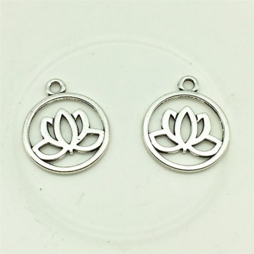 Antique Silver Lotus Charm