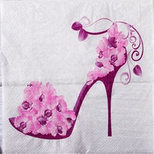 Pink Flower Heels Decoupage Napkin