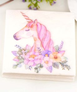 White Beauty Flowers With Unicorn Decoupage Napkin