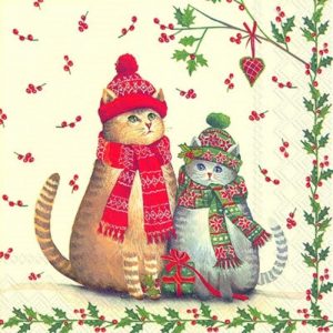 Christmas Cats Decoupage Napkin