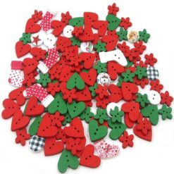 Mixed Christmas Theme Wooden Buttons