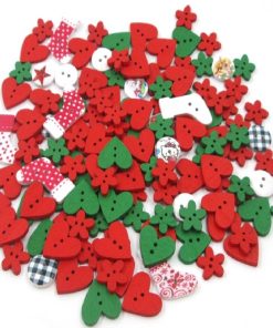 Mixed Christmas Theme Wooden Buttons