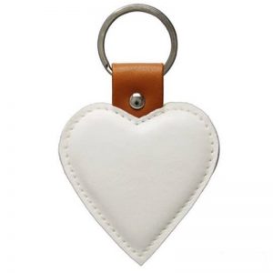 White Faux Leather Heart Key Chain