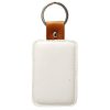 White Faux Leather Rectangle Key Chain