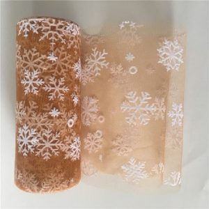 Apricot Netted Tulle With Snowflakes