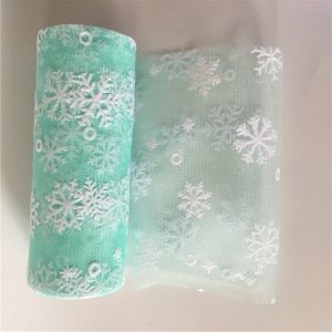 Tiffany Green Netted Tulle With Snowflakes