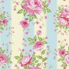Pink Roses With Blue And Yellow Stripes Decoupage Napkin