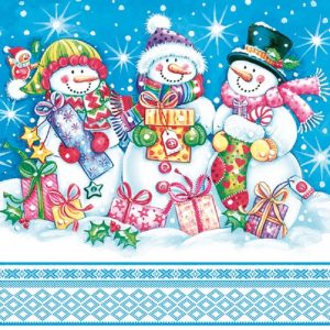 Three Snowmen With Presents Decoupage Napkin