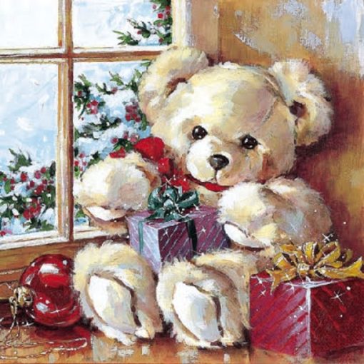 A Teddy With Gifts Decoupage Napkin