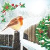 A Robin On Fence Decoupage Napkin
