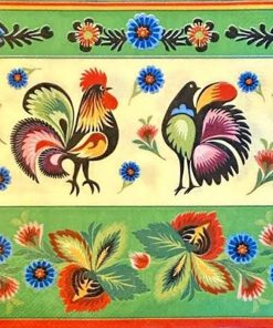 Two Rooster Decoupage Napkin
