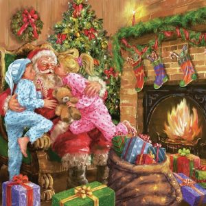 Santa With Children And Gifts Decoupage Napkin