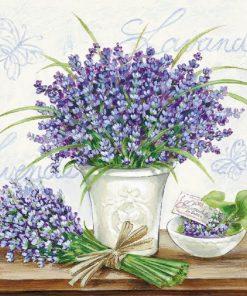 Lavender Flowers In Pot Decoupage Napkin