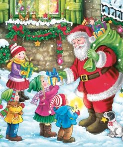 Santa Giving Presents To Children Decoupage Napkin