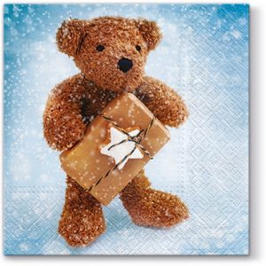 A Teddy With Gift Box Decoupage Napkin