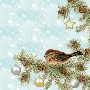 Little Winter Bird In The Tree Decoupage Napkin