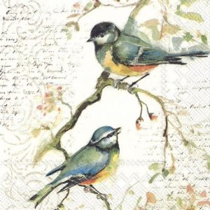 Vintage Two Birds On Tree Decoupage Napkin