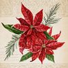 Red Poinsettia With Green Leaf Decoupage Napkin