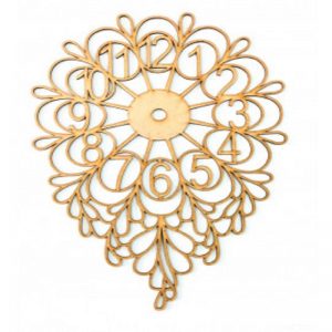 Laser Cut Flower Design Clock Pattern Wooden Embellishment