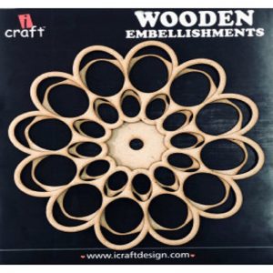 Laser Cut Double Attached Flower Pattern Wooden Embellishment