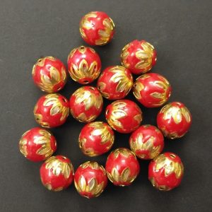 Round Meenakari Beads - Red