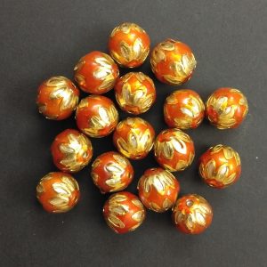 Round Meenakari Beads - Light Orange