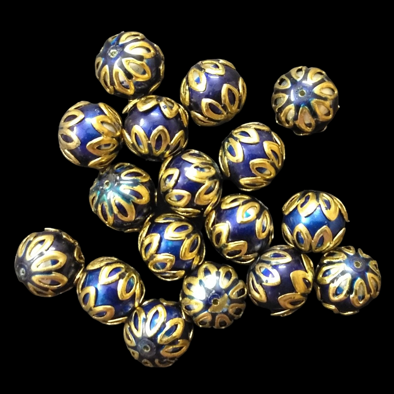 Round Meenakari Beads - Blue