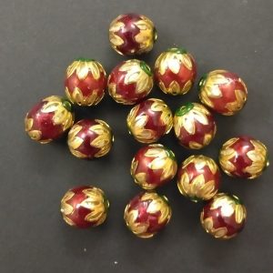 Round Meenakari Beads - Maroon