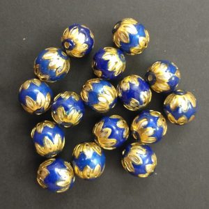 Round Meenakari Beads - Royal Blue