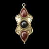 Gold Maroon With Black  Flower Pendant
