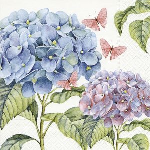 Pastel Blue And Peach Flowers Decoupage Napkin