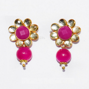 White With Pink Pachi Earrings