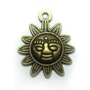 Antique Bronze Sun Face Charm