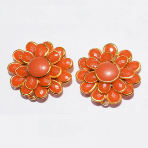 Orange Double Layer Pachi Earrings