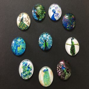 Peacock Glass Cabochons