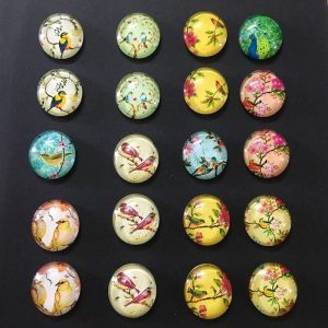 Mixed Colour Birds Glass Cabochons