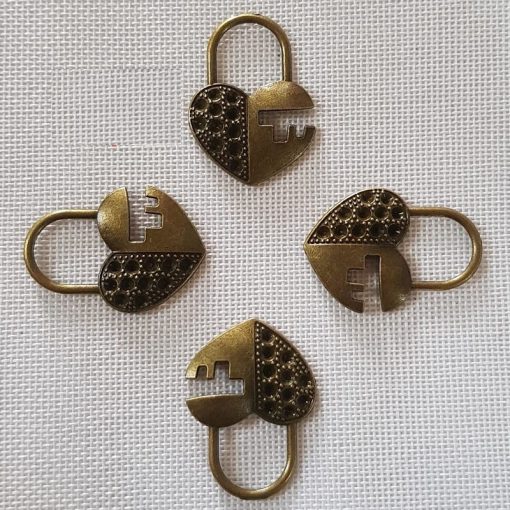 Antique Bronze Heart Lock Charm