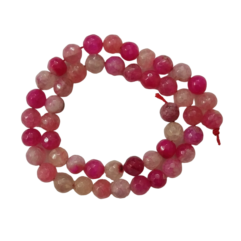 Semi Precious Double Shade Pink with White Zed Agate Beads